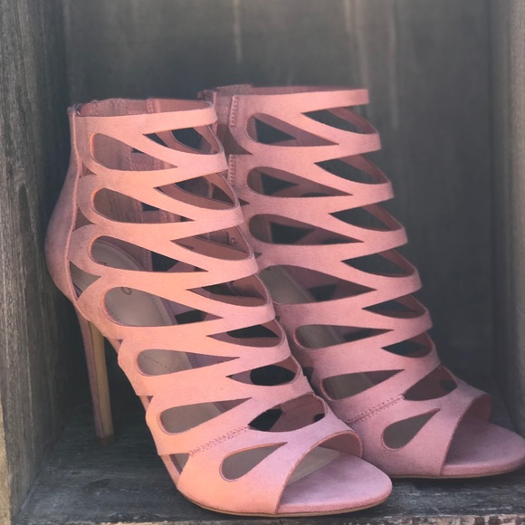 Light Pink Cut-out Caged Dress Sandals 8.5 - Picture 7 of 8